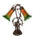 Meyda Lighting Lighting 17" High Amber/Green Tiffany Pond Lily 2 Light Trellis Girl Accent Lamp