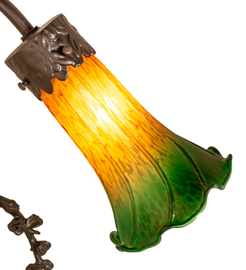 Meyda Lighting Lighting 17" High Amber/Green Tiffany Pond Lily 2 Light Trellis Girl Accent Lamp