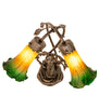 Meyda Lighting Lighting 17" High Amber/Green Tiffany Pond Lily 2 Light Trellis Girl Accent Lamp