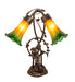 Meyda Lighting Lighting 17" High Amber/Green Tiffany Pond Lily 2 Light Trellis Girl Accent Lamp