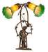 Meyda Lighting Lighting 17" High Amber/Green Tiffany Pond Lily 2 Light Trellis Girl Accent Lamp