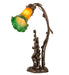 Meyda Lighting Lighting 17" High Amber/Green Tiffany Pond Lily 2 Light Trellis Girl Accent Lamp