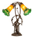 Meyda Lighting Lighting 17" High Amber/Green Tiffany Pond Lily 2 Light Trellis Girl Accent Lamp