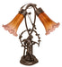 Meyda Lighting Lighting 17" High Amber/Purple Tiffany Pond Lily 2 Light Trellis Girl Accent Lamp
