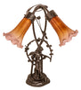 Meyda Lighting Lighting 17" High Amber/Purple Tiffany Pond Lily 2 Light Trellis Girl Accent Lamp