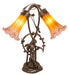 Meyda Lighting Lighting 17" High Amber/Purple Tiffany Pond Lily 2 Light Trellis Girl Accent Lamp