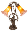 Meyda Lighting Lighting 17" High Amber/Purple Tiffany Pond Lily 2 Light Trellis Girl Accent Lamp
