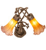 Meyda Lighting Lighting 17" High Amber/Purple Tiffany Pond Lily 2 Light Trellis Girl Accent Lamp