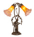 Meyda Lighting Lighting 17" High Amber/Purple Tiffany Pond Lily 2 Light Trellis Girl Accent Lamp