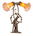 Meyda Lighting Lighting 17" High Amber/Purple Tiffany Pond Lily 2 Light Trellis Girl Accent Lamp