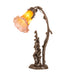 Meyda Lighting Lighting 17" High Amber/Purple Tiffany Pond Lily 2 Light Trellis Girl Accent Lamp