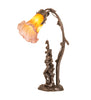 Meyda Lighting Lighting 17" High Amber/Purple Tiffany Pond Lily 2 Light Trellis Girl Accent Lamp