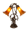 Meyda Lighting Lighting 17" High Amber Tiffany Pond Lily 2 Light Trellis Girl Accent Lamp