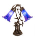 Meyda Lighting Lighting 17" High Blue Tiffany Pond Lily 2 Light Trellis Girl Accent Lamp