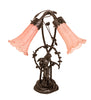 Meyda Lighting Lighting 17" High Pink Tiffany Pond Lily 2 Light Trellis Girl Accent Lamp