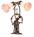 Meyda Lighting Lighting 17" High Pink Tiffany Pond Lily 2 Light Trellis Girl Accent Lamp