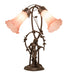 Meyda Lighting Lighting 17" High Pink Tiffany Pond Lily 2 Light Trellis Girl Accent Lamp