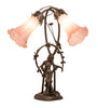 Meyda Lighting Lighting 17" High Pink Tiffany Pond Lily 2 Light Trellis Girl Accent Lamp