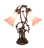 Meyda Lighting Lighting 17" High Pink Tiffany Pond Lily 2 Light Trellis Girl Accent Lamp