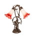 Meyda Lighting Lighting 17" High Pink/White Tiffany Pond Lily 2 Light Trellis Girl Accent Lamp