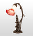 Meyda Lighting Lighting 17" High Pink/White Tiffany Pond Lily 2 Light Trellis Girl Accent Lamp