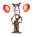 Meyda Lighting Lighting 17" High Pink/White Tiffany Pond Lily 2 Light Trellis Girl Accent Lamp