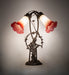 Meyda Lighting Lighting 17" High Pink/White Tiffany Pond Lily 2 Light Trellis Girl Accent Lamp