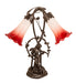 Meyda Lighting Lighting 17" High Red/White Tiffany Pond Lily 2 Light Trellis Girl Accent Lamp