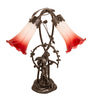 Meyda Lighting Lighting 17" High Red/White Tiffany Pond Lily 2 Light Trellis Girl Accent Lamp