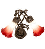 Meyda Lighting Lighting 17" High Red/White Tiffany Pond Lily 2 Light Trellis Girl Accent Lamp