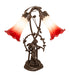 Meyda Lighting Lighting 17" High Red/White Tiffany Pond Lily 2 Light Trellis Girl Accent Lamp