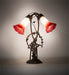 Meyda Lighting Lighting 17" High Red/White Tiffany Pond Lily 2 Light Trellis Girl Accent Lamp
