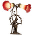 Meyda Lighting Lighting 17" High Seafoam/Cranberry Tiffany Pond Lily 2 Light Trellis Girl Accent Lamp