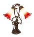 Meyda Lighting Lighting 17" High Seafoam/Cranberry Tiffany Pond Lily 2 Light Trellis Girl Accent Lamp