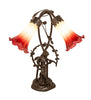 Meyda Lighting Lighting 17" High Seafoam/Cranberry Tiffany Pond Lily 2 Light Trellis Girl Accent Lamp