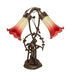 Meyda Lighting Lighting 17" High Seafoam/Cranberry Tiffany Pond Lily 2 Light Trellis Girl Accent Lamp