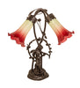 Meyda Lighting Lighting 17" High Seafoam/Cranberry Tiffany Pond Lily 2 Light Trellis Girl Accent Lamp