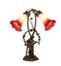 Meyda Lighting Lighting 17" High Seafoam/Cranberry Tiffany Pond Lily 2 Light Trellis Girl Accent Lamp