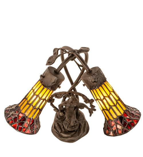 Meyda Lighting Lighting 17" High Stained Glass Pond Lily 2 Light Trellis Girl Accent Lamp