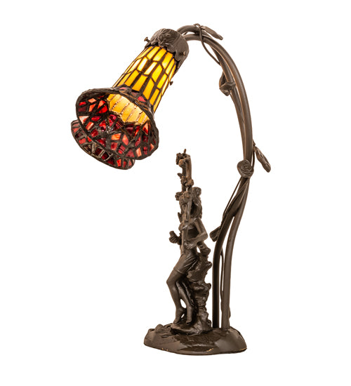 Meyda Lighting Lighting 17" High Stained Glass Pond Lily 2 Light Trellis Girl Accent Lamp