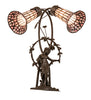 Meyda Lighting Lighting 17" High Stained Glass Pond Lily 2 Light Trellis Girl Accent Lamp