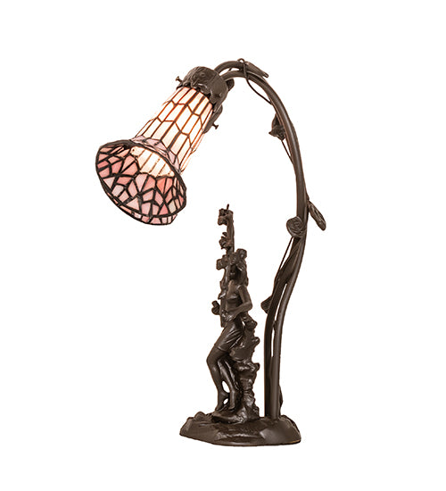 Meyda Lighting Lighting 17" High Stained Glass Pond Lily 2 Light Trellis Girl Accent Lamp
