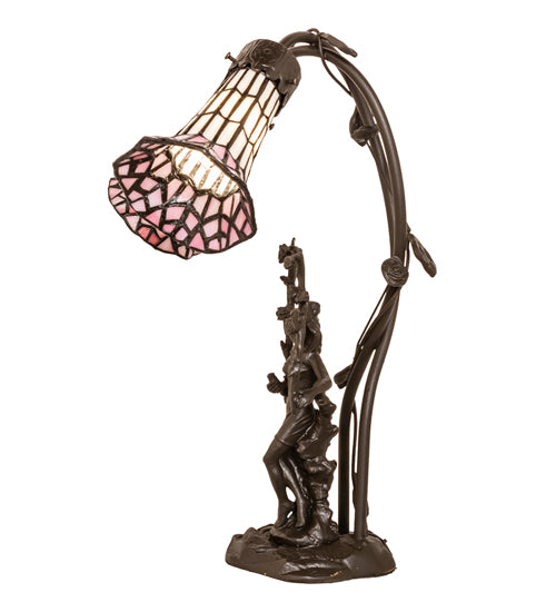 Meyda Lighting Lighting 17" High Stained Glass Pond Lily 2 Light Trellis Girl Accent Lamp