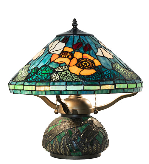 Meyda Lighting Lighting 17" High Tiffany Poppy Table Lamp
