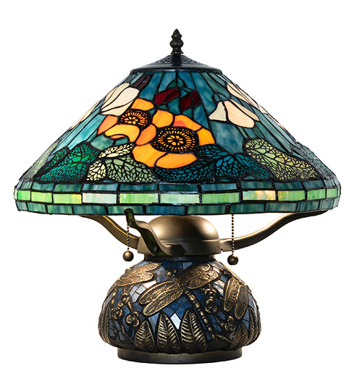 Meyda Lighting Lighting 17" High Tiffany Poppy Table Lamp