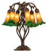 Meyda Lighting Lighting 18" High Amber/Green Tiffany Pond Lily 6 Light Table Lamp