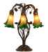 Meyda Lighting Lighting 18" High Amber/Green Tiffany Pond Lily 6 Light Table Lamp