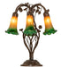 Meyda Lighting Lighting 18" High Amber/Green Tiffany Pond Lily 6 Light Table Lamp