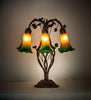 Meyda Lighting Lighting 18" High Amber/Green Tiffany Pond Lily 6 Light Table Lamp