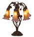 Meyda Lighting Lighting 18" High Amber/Purple Tiffany Pond Lily 6 Light Table Lamp